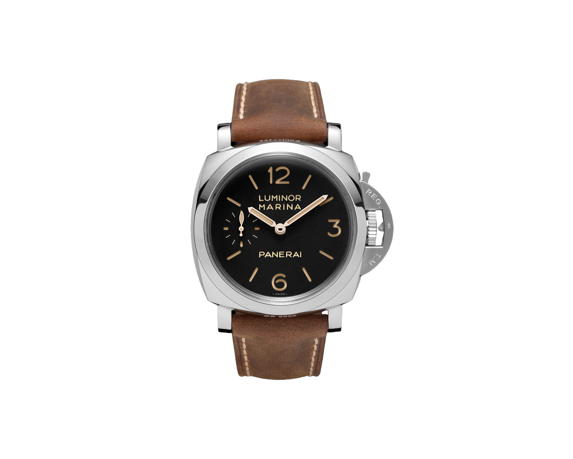 Panerai Luminor Marina Stainless Steel 47mm Black Dial Dark Brown Leather Strap PAM422 - BRAND NEW