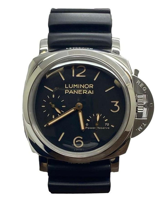 Panerai Luminor Power Reserve Stainless Steel 47mm Black Dial Leather Strap PAM00423 - BRAND NEW