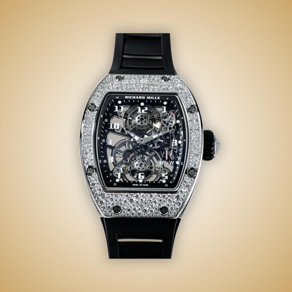 Richard Mille Manual Winding Tourbillon 40 mm RM17-01WGD White Gold/Diamonds Skeleton