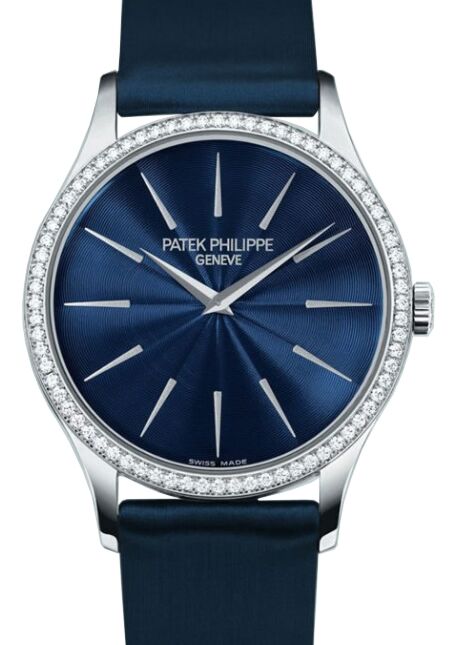 Patek Philippe Calatrava 33 mm 4897G-001 White Gold/Diamonds Blue