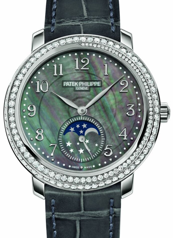 Patek Philippe Complications 33.3mm 4968G-001 White Gold/Diamonds Black Mother of Pearl