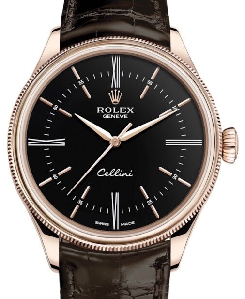 Rolex Cellini Time 39 mm 50505-0008 Rose Gold Black