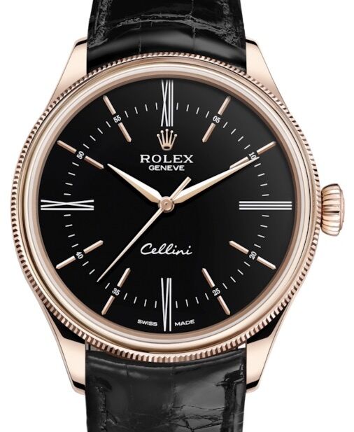 Rolex Cellini Time 39 mm 50505-0009 Rose Gold Black