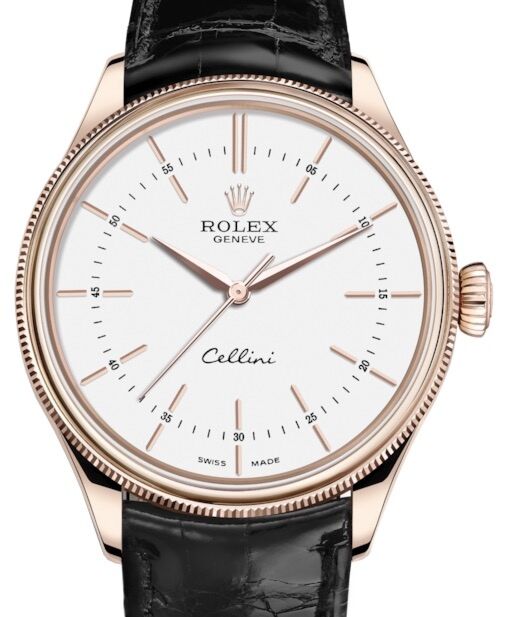 Rolex Cellini Time 39 mm 50505-0021 Rose Gold White