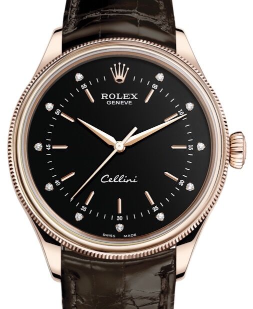 Rolex Cellini Time 39 mm 50505-0025 Rose Gold Black