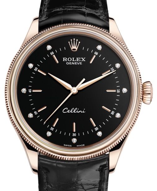 Rolex Cellini Time 39 mm 50505-0026 Rose Gold Black