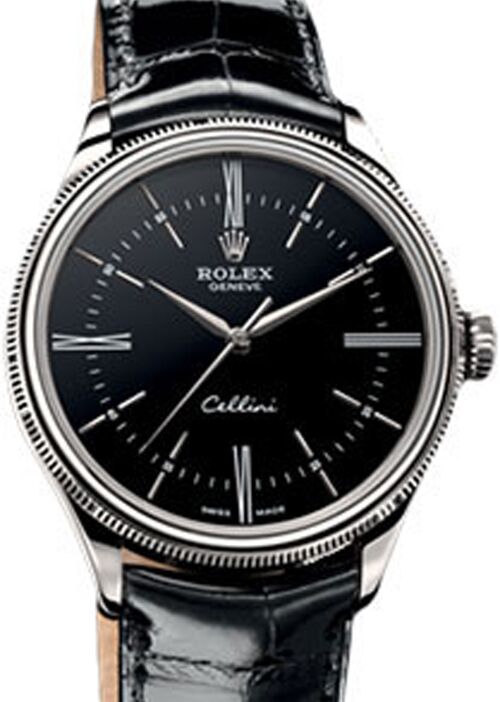 Rolex Cellini Time 39 mm 50509-BLK White Gold Black