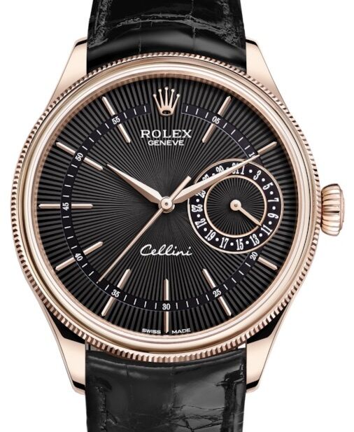 Rolex Cellini Date 39 mm 50515-0011 Rose Gold Black