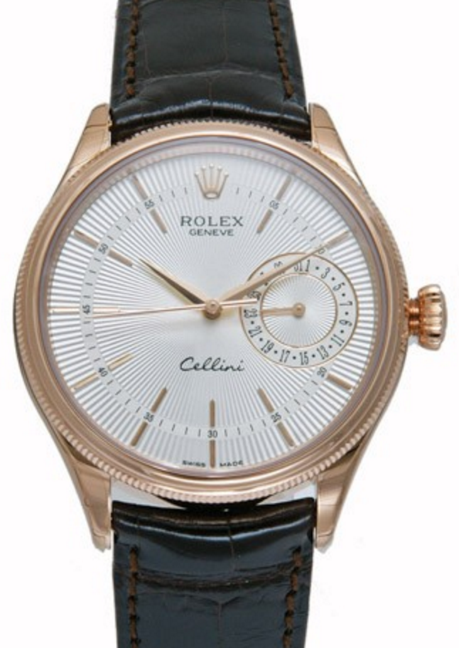 Rolex Cellini Date 39 mm 50515-SLV Rose Gold Silver