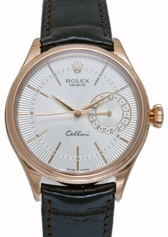 Rolex Cellini Date 39 mm 50515-SLV Rose Gold Silver