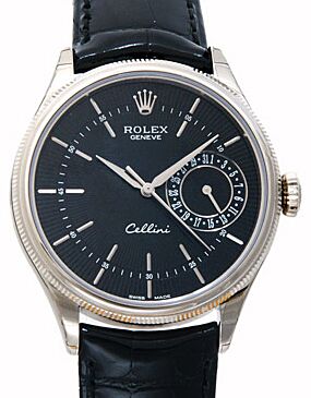 Rolex Cellini Date 39 mm 50519-BLK White Gold Black