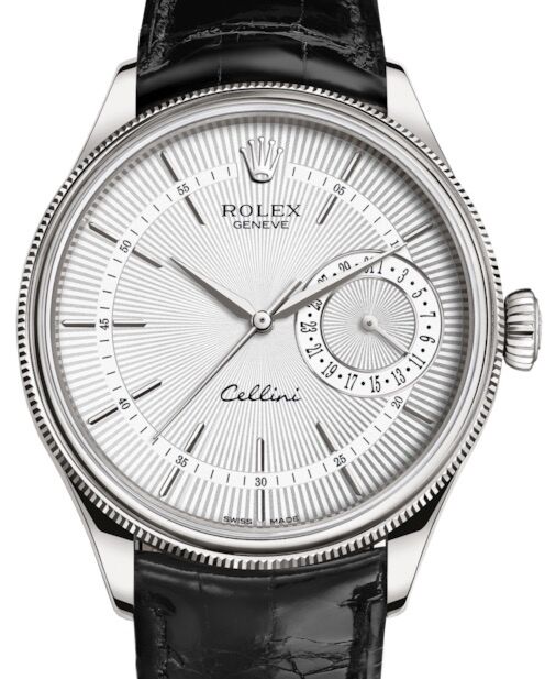 Rolex Cellini Date 39 mm 50519WHTBLK White Gold Silver