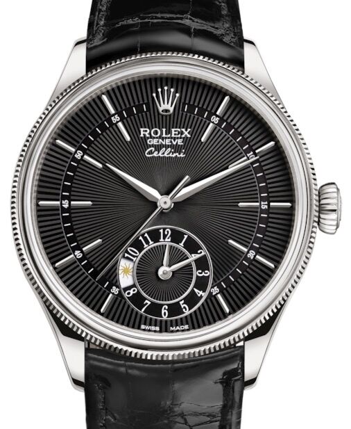 Rolex Cellini Dual Time 39 mm 50529-0007B White Gold Black