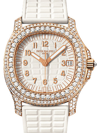 Patek Philippe 5069R-001 Aquanaut Ladies 35.2mm Embossed White Arabic Diamond Bezel Rose Gold Diamond Set Composite Automatic BRAND NEW