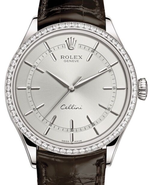 Rolex Cellini Time 39 mm 50709RBR-0012 White Gold/Diamonds Rhodium