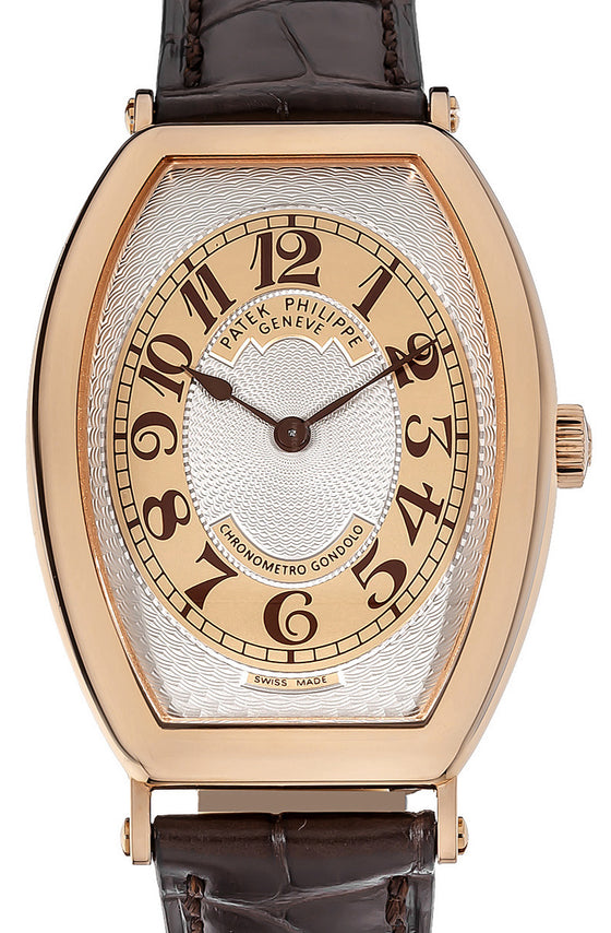 Patek Philippe 5098R-001 Gondolo 32 x 42mm Gold Guilloche Arabic Rose Gold Leather Manual BRAND NEW