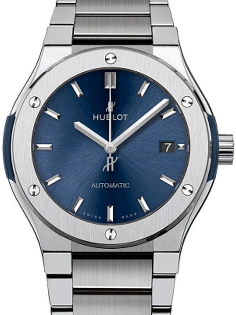 Hublot Classic Fusion 3-Hands Blue Titanium Bracelet 45mm Blue Dial 510.NX.7170.NX