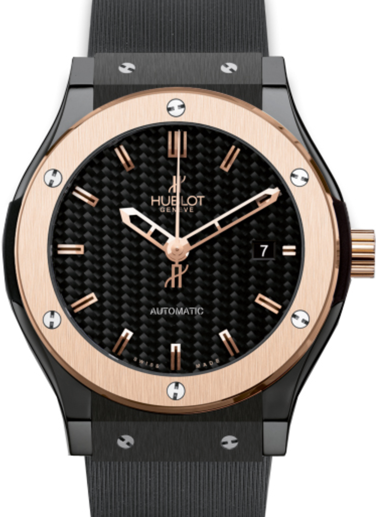 Hublot Classic Fusion 511.CO.1780.RX Carbon Fiber Index Fixed Rose Gold Bezel & Black Ceramic Rubber 45mm BRAND NEW