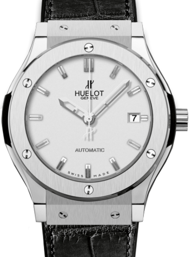 Hublot Classic Fusion 511.NX.2610.LR Silver Index Titanium & Leather 45mm BRAND NEW