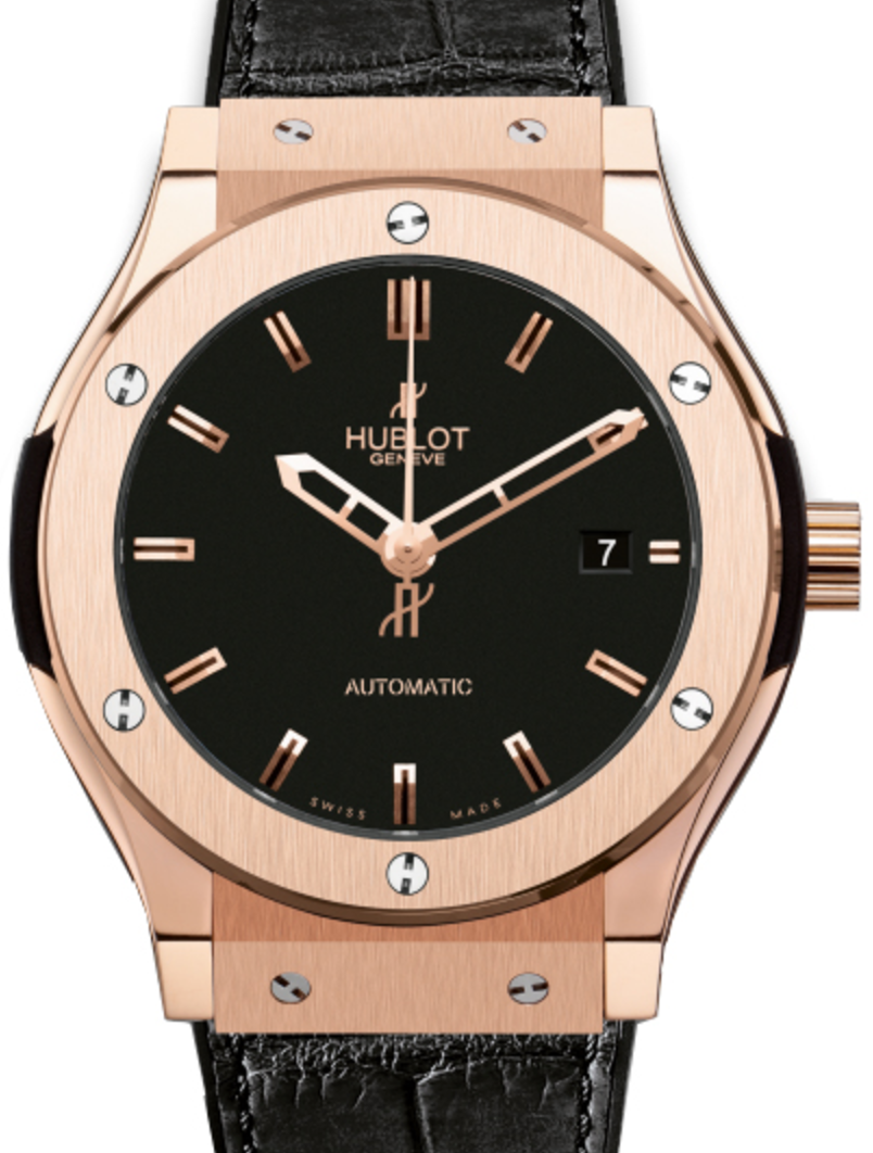Hublot Classic Fusion 511.OX.1180.LR Black Index Rose Gold & Leather 45mm BRAND NEW