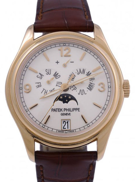 Patek Philippe Complications Annual Calendar Moon Phases Date Rose Gold Cream Dial 5146R-001