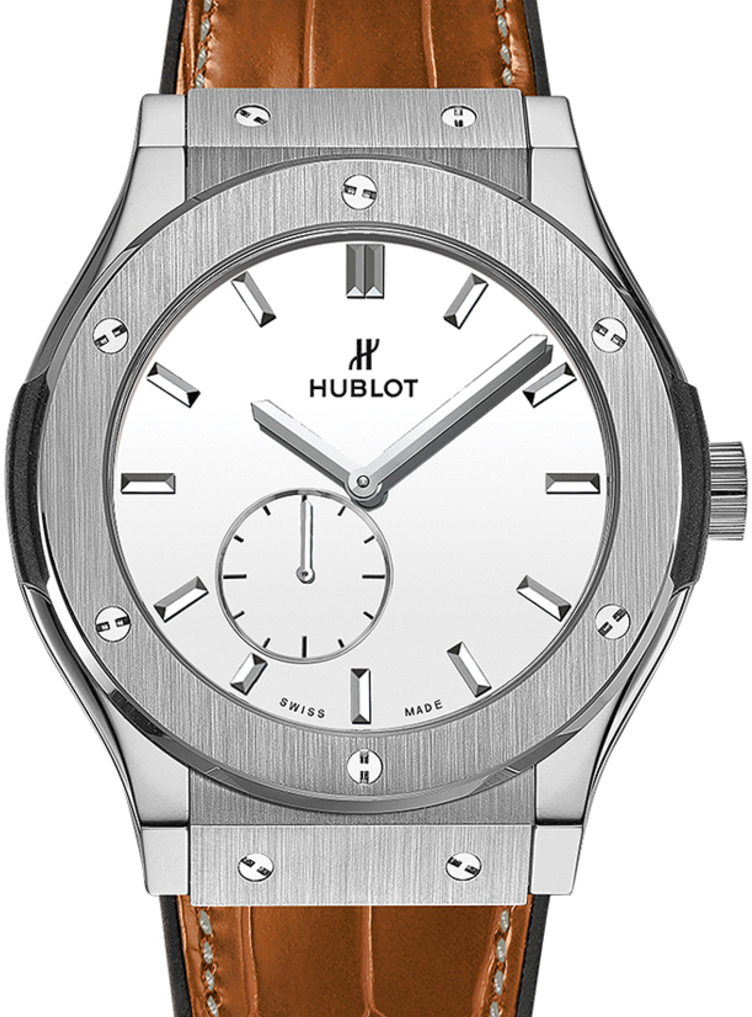 Hublot Classico Ultra-Thin 515.NX.2210.LR White Index Titanium & Leather 45mm BRAND NEW
