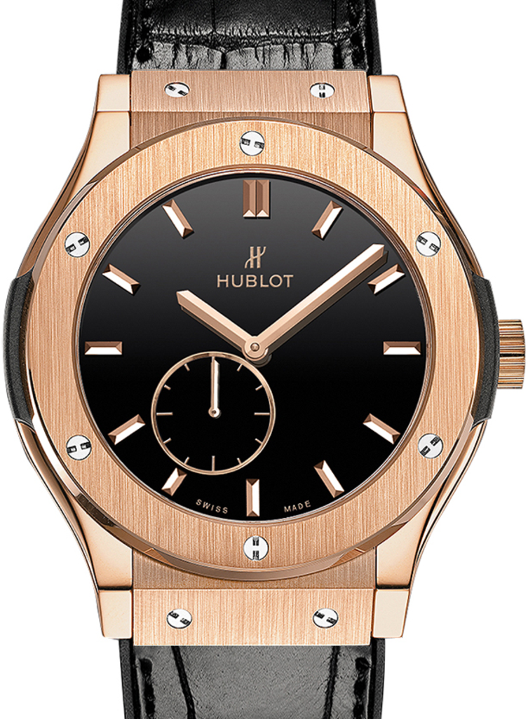 Hublot Classico Ultra-Thin 515.OX.1280.LR Black Index Rose Gold & Leather 45mm BRAND NEW