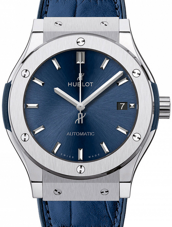 Hublot Classic Fusion Blue 516.NX.7170.LR Index Titanium & Leather 45mm BRAND NEW