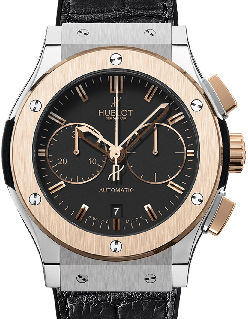 Hublot Classic Fusion Chronograph 521.NO.1180.LR Black Index Rose Gold & Titanium Rubber 45mm BRAND NEW