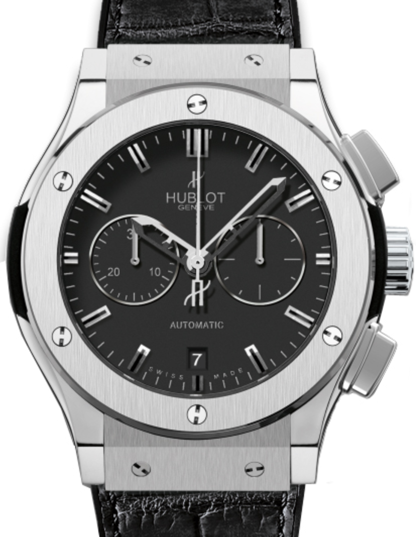 Hublot Classic Fusion Chronograph 521.NX.1170.LR Black Index Titanium & Leather 45mm BRAND NEW