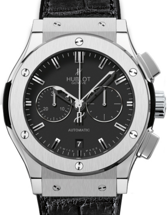 Hublot Classic Fusion Chronograph 521.NX.1170.LR Black Index Titanium & Leather 45mm BRAND NEW