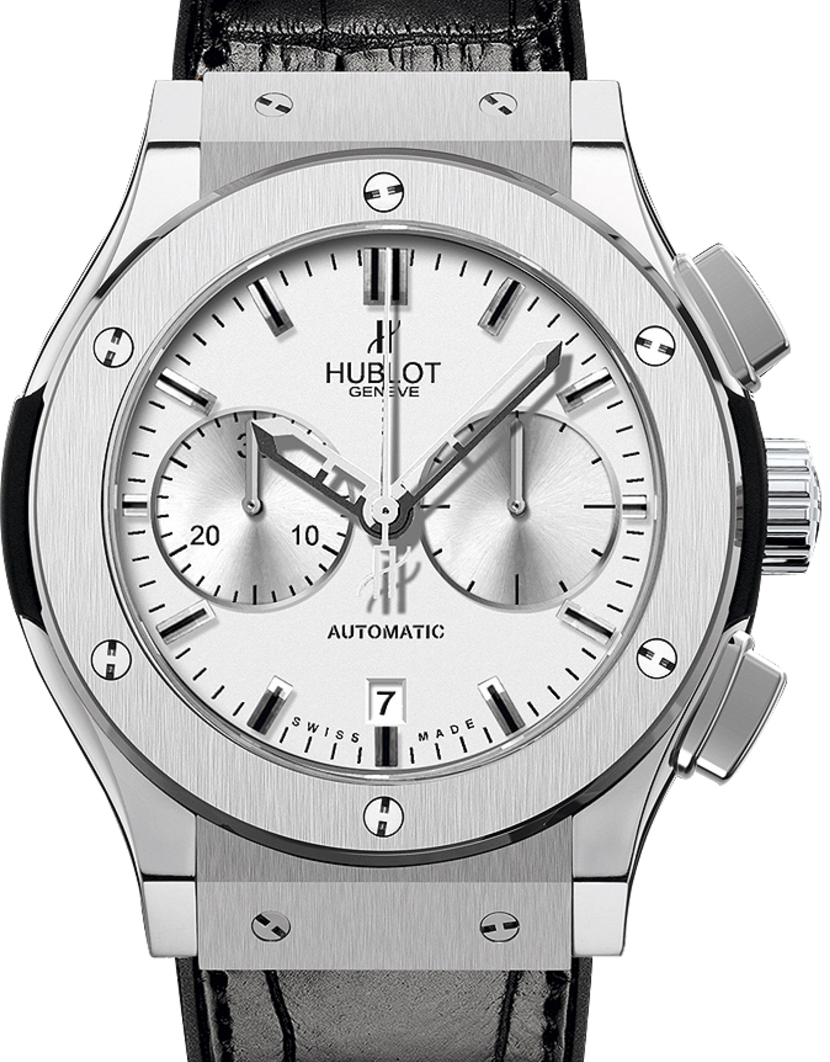 Hublot Classic Fusion Chronograph 521.NX.2610.LR Silver Index Titanium & Leather 45mm BRAND NEW