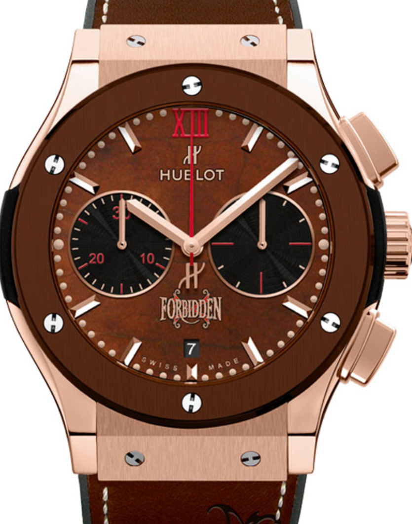 Hublot Classic Fusion Chronograph 521.OC.0589.VR.OPX14 Brown Index Fixed Ceramic Bezel & Rose Gold Leather 45mm BRAND NEW