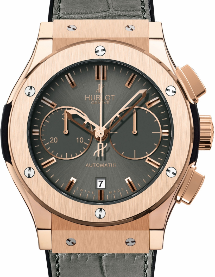 Hublot Classic Fusion Chronograph 521.OX.7080.LR Grey Index Rose Gold & Leather 45mm BRAND NEW