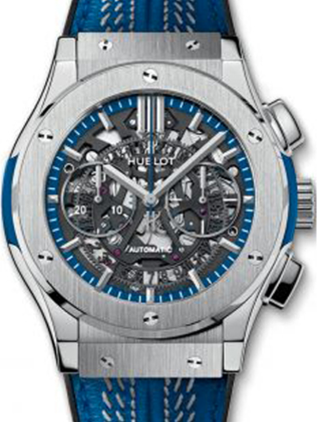 Hublot Classic Fusion Aerofusion 525.NX.0123.VR.NYG16 Skeleton Index Titanium & Blue Leather 45mm BRAND NEW