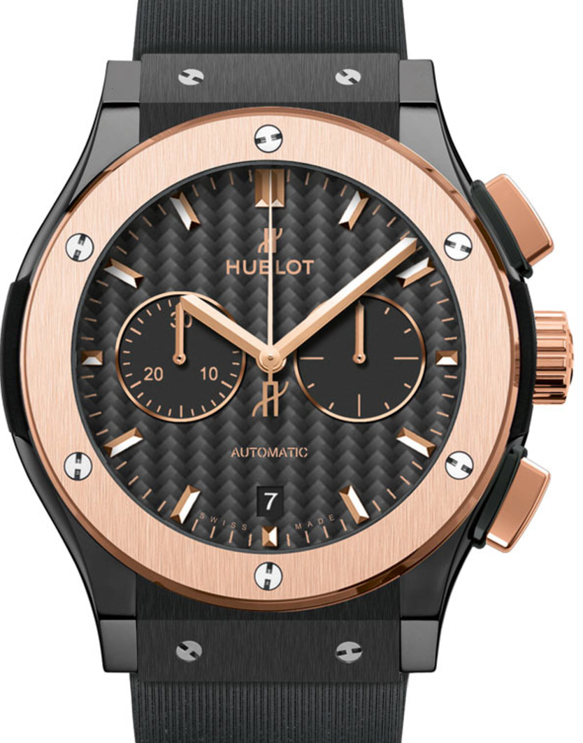 Hublot Classic Fusion Chronograph 541.CO.1781.RX Carbon Fiber Index Rose Gold Bezel & Black Ceramic Case Rubber 42mm BRAND NEW