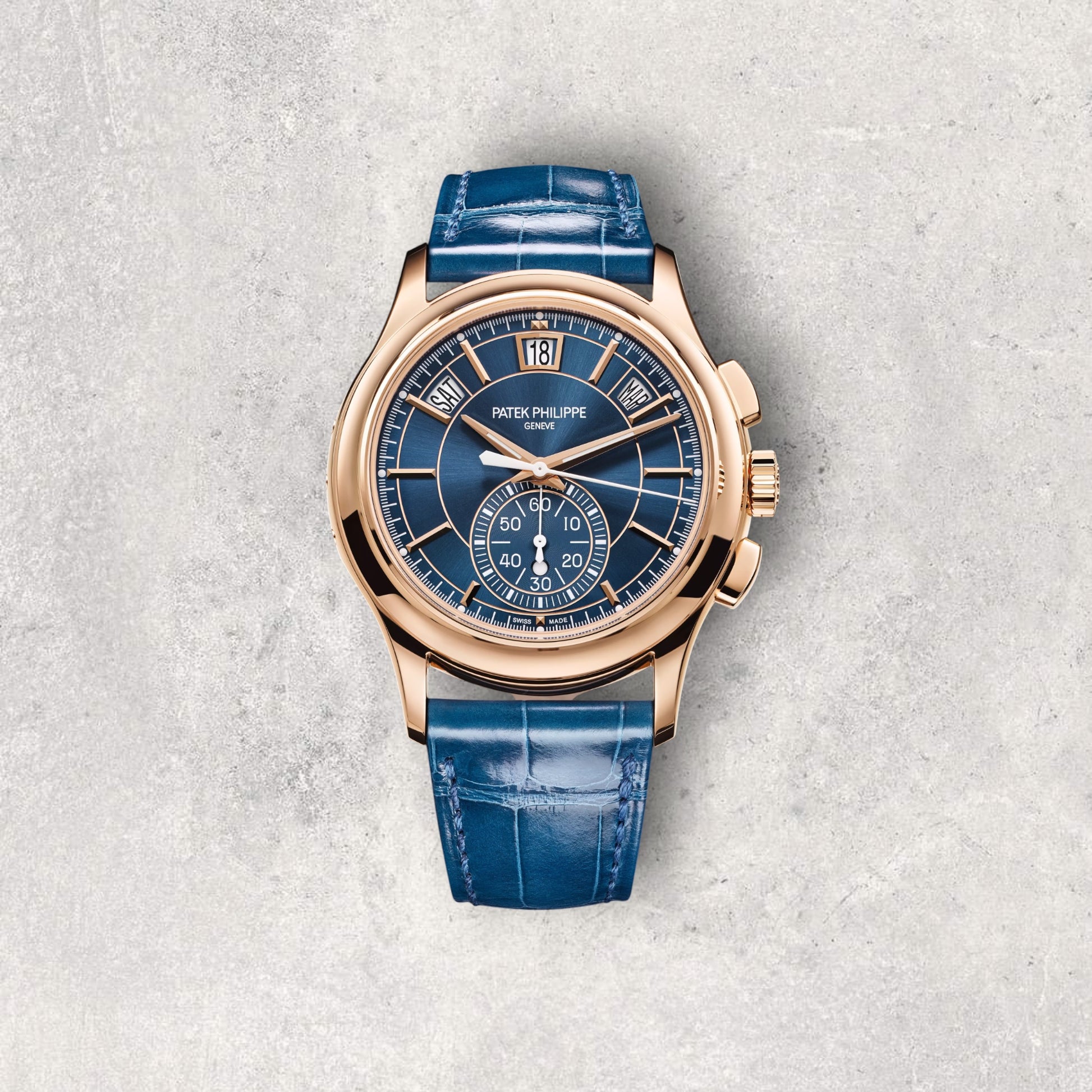 Patek Philippe Complications 5905R/1A-001 Flyback Chronograph Annual Calendar Rose Gold Blue Dial