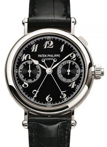 Patek Philippe 5959P-011 Grand Complications Chronograph 33mm Black Arabic Platinum Leather Manual BRAND NEW