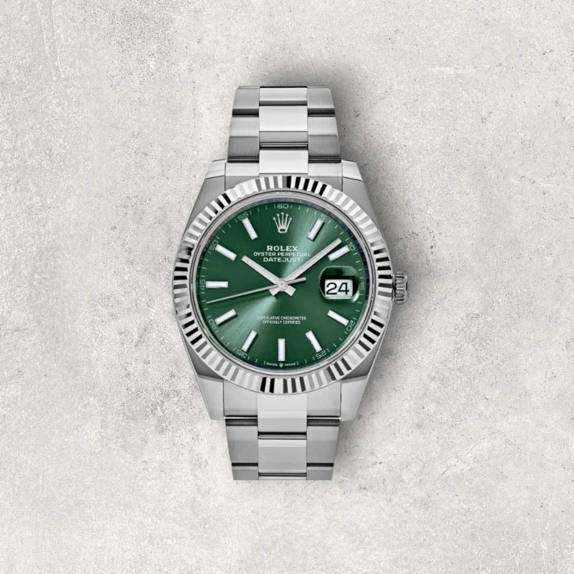 Rolex Datejust 41 126334 Stainless Steel Mint Green Dial Oyster Bracelet Fluted Bezel