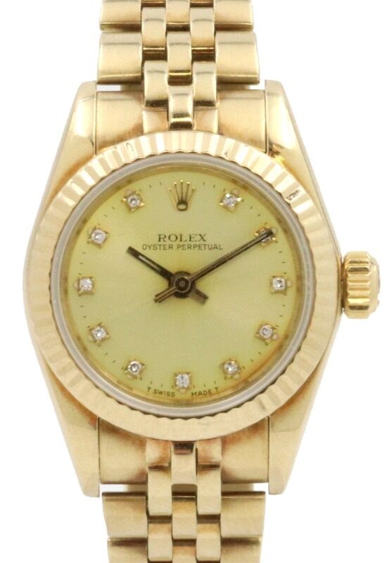 Rolex Oyster Perpetual 24 mm 67197CDJ-3 Yellow Gold Champagne