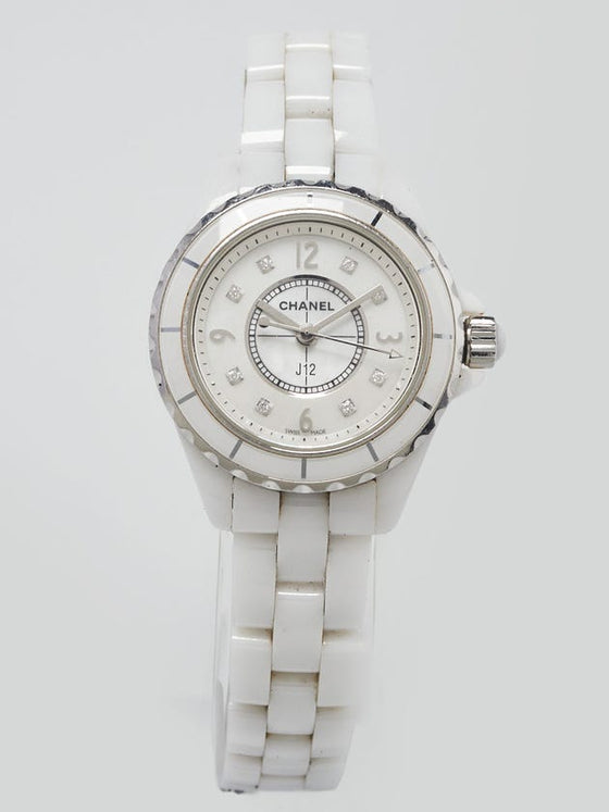 Chanel J12 H2429 Ladies Midsize 33mm Quartz White Ceramic Diamond - BRAND NEW
