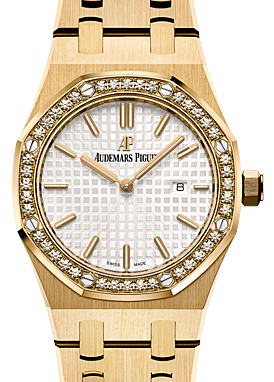 Audemars Piguet Royal Oak 33 mm 67651BA.ZZ.1261BA.01 Yellow Gold/Diamonds Silver