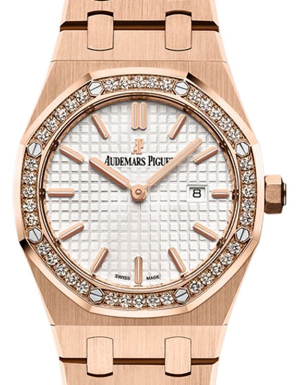 Audemars Piguet Royal Oak 33 mm 67651OR.ZZ.1261OR.01 Rose Gold/Diamonds White