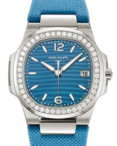 Patek Philippe Nautilus 32 mm 7010G-013 White Gold/Diamonds Blue