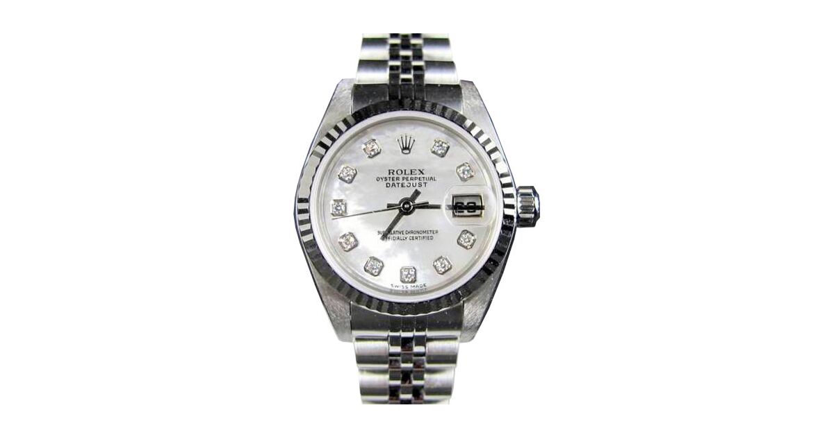 Rolex Ladies Datejust 79174 Jubilee Diamond Mother of Pearl 18k White Gold Stainless Steel