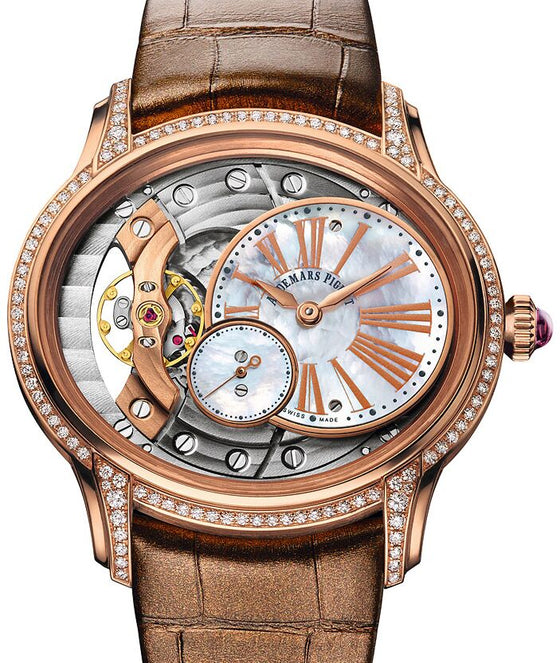 Audemars Piguet Millenary Hand-Wound 39.5 mm 77247OR.ZZ.A812CR.01 Rose Gold/Diamonds Analog