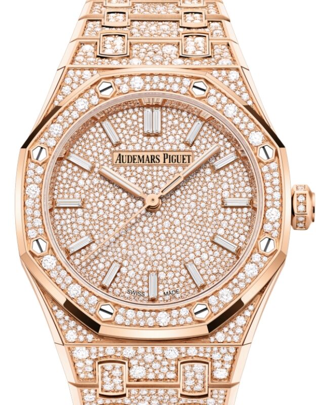 Audemars Piguet Royal Oak 34 mm 77452OR.ZZ.1365OR.01 Pink Gold/Diamonds Black/Golden