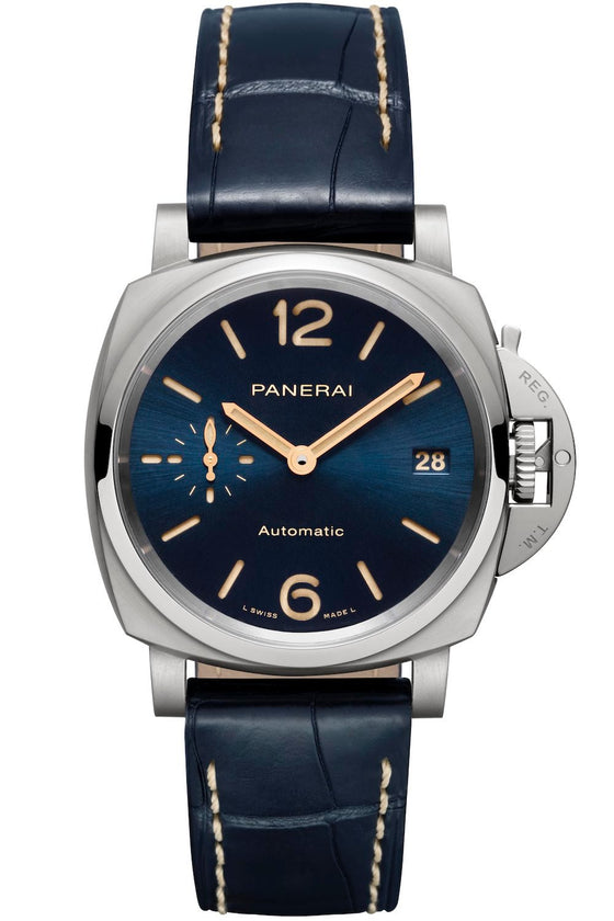 Panerai Luminor Due Piccolo Due Titanium 38mm Blue Dial Alligator Leather Strap PAM00926 - BRAND NEW