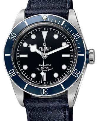 Tudor Heritage Black Bay 79220B Black Index Stainless Steel & Blue Leather 41mm BRAND NEW