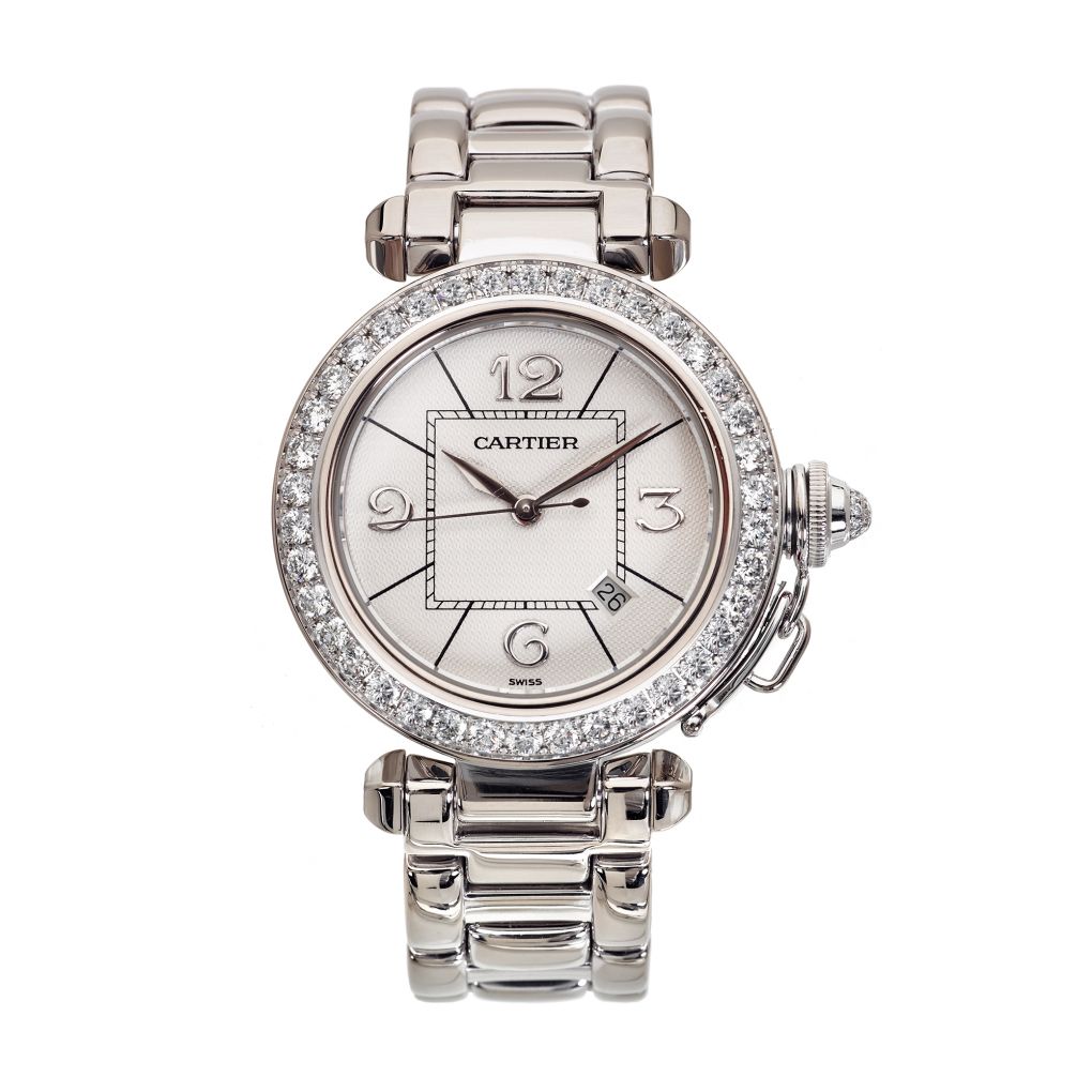 CARTIER HPI00365 PASHA DE CARTIER 42MM 18K WHITE GOLD DIAMONDS BRAND NEW